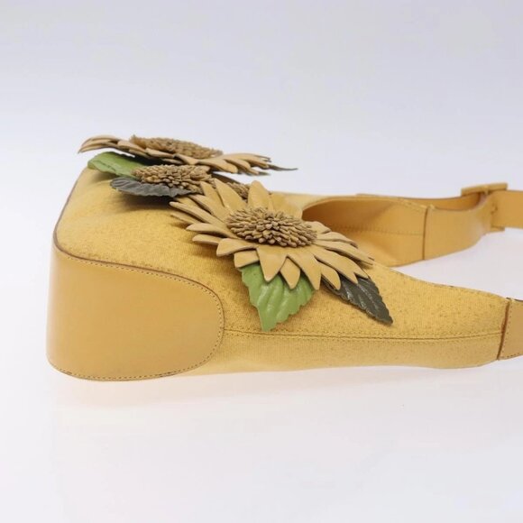 Salvatore Ferragamo Sunflower Shoulder Bag Canvas Yellow Auth 133137 - Picture 4 of 16